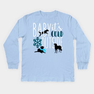 Winter Dog Christmas Kids Long Sleeve T-Shirt